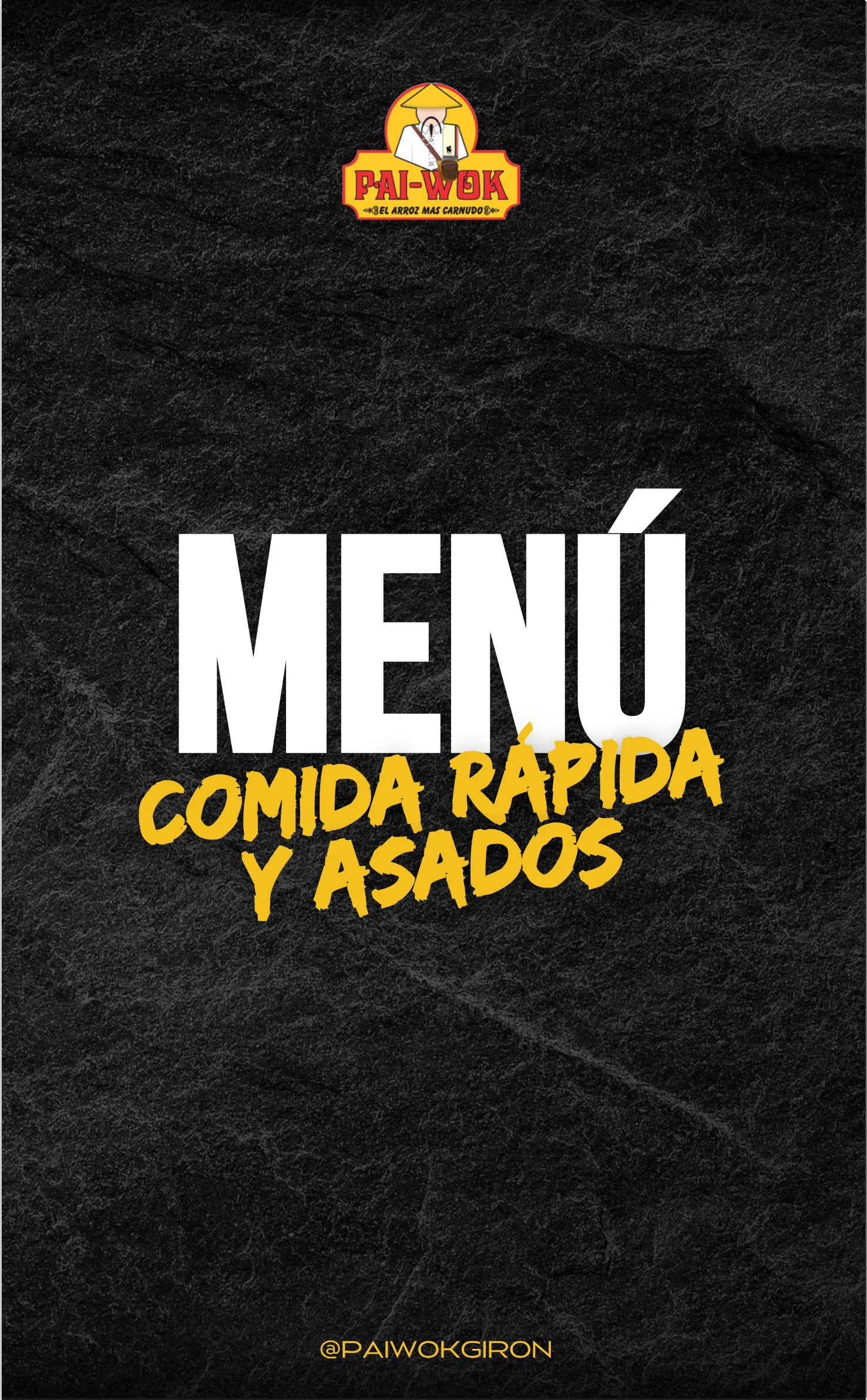 Portada del menú de comida rápida y asados